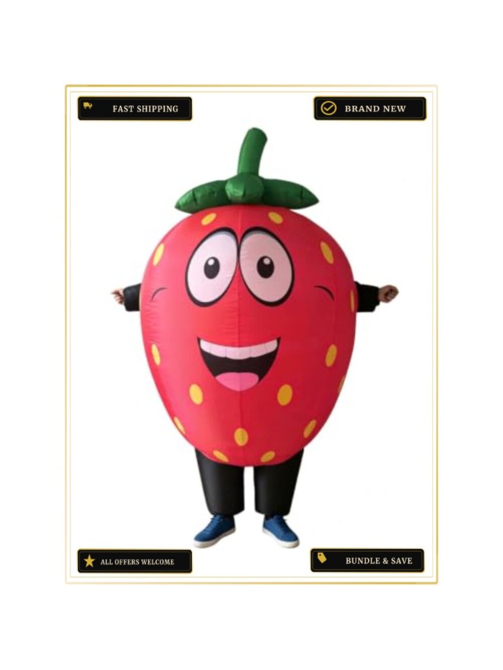 Inflatable Strawberry Costume Adult Full Body Blow Up Suit Halloween Party